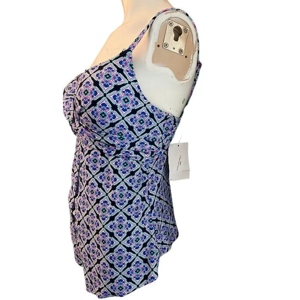 Island Escape Womens Size 6 Padded Underwire Tankini Top Swimsuit Floral New